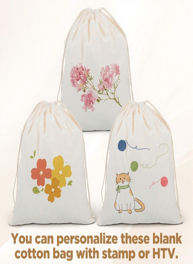 AojSup 15 Pack Premium Cotton Drawstring Bags, Muslin Bags with Drawstring for Storage, 15.74 x 12.2 Inch 100% Cotton Storage Bag for Handbags Purses Shoes - Image 5